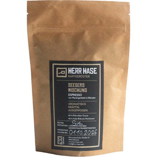 Herr Hase Seegers Mischung Espresso Münster Kaffee Kolumbien Indien 250g
