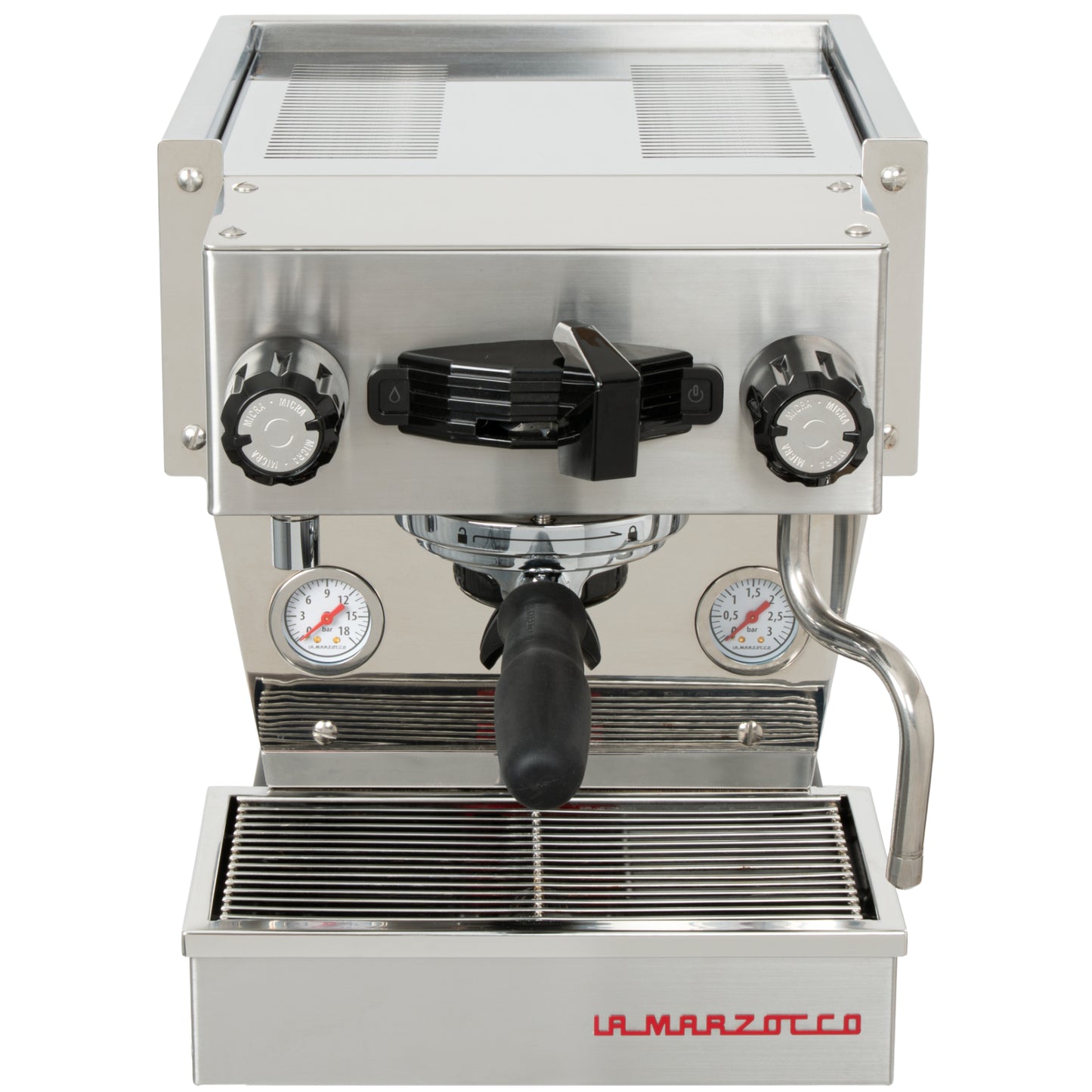 La Marzocco Linea Micra in brushed in der Frontansicht