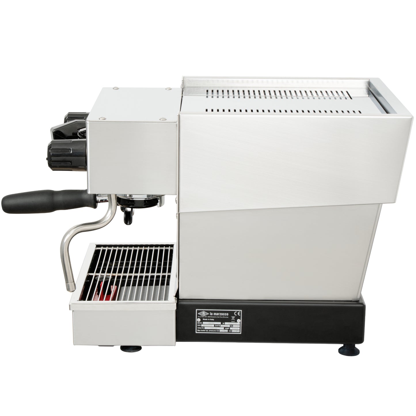 La Marzocco Linea Micra in edelstahl in Seitenansicht links