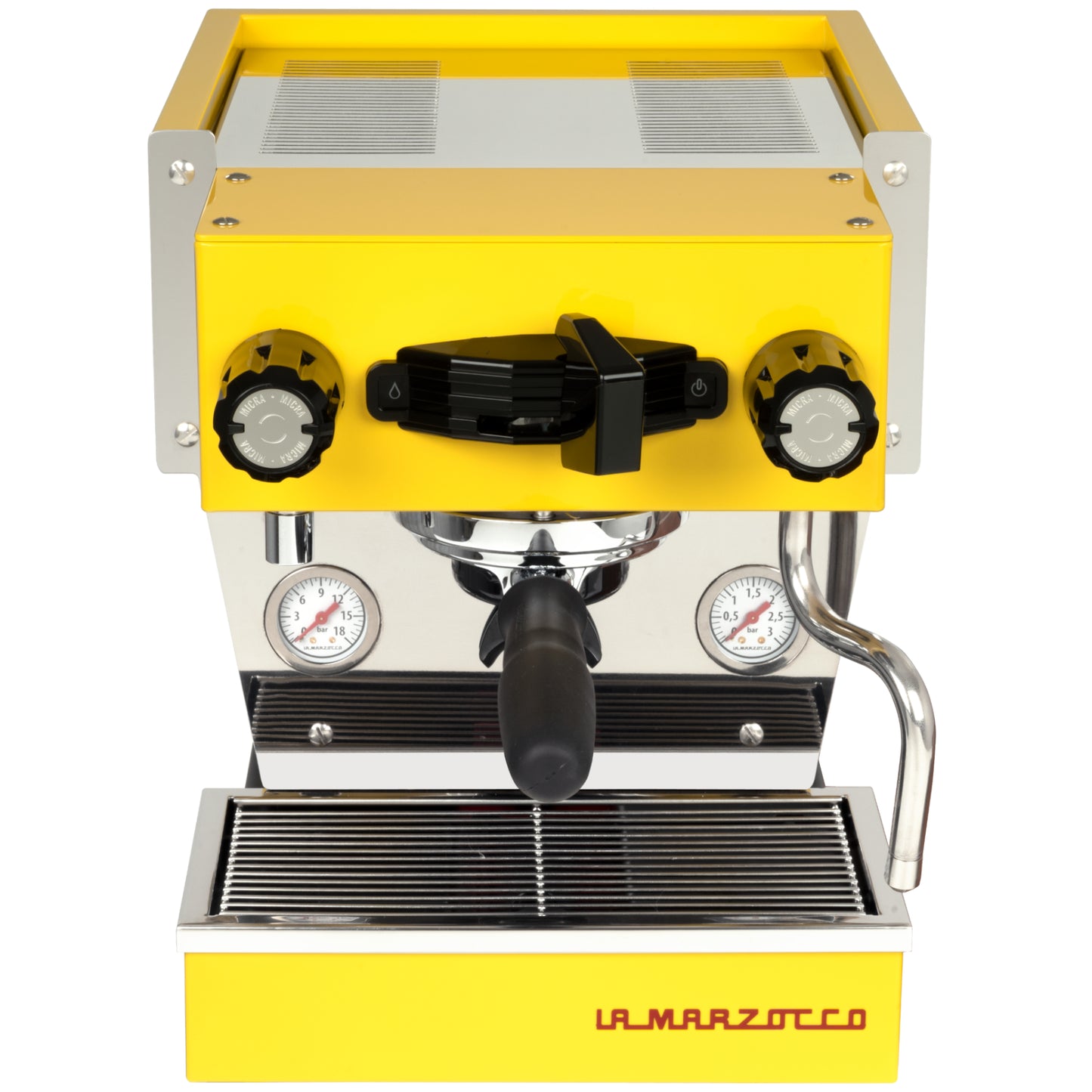 La Marzocco Linea Micra in gelb in der Frontansicht