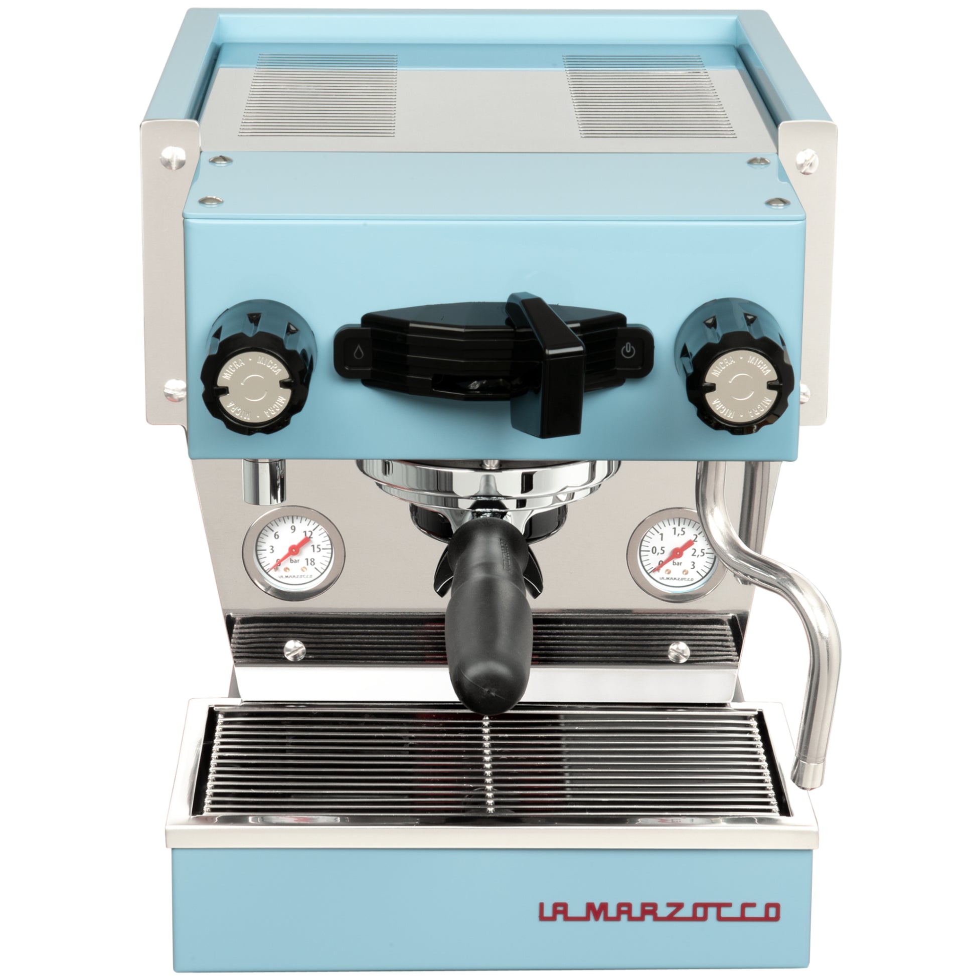 La Marzocco Linea Micra in hellblau in der Frontansicht